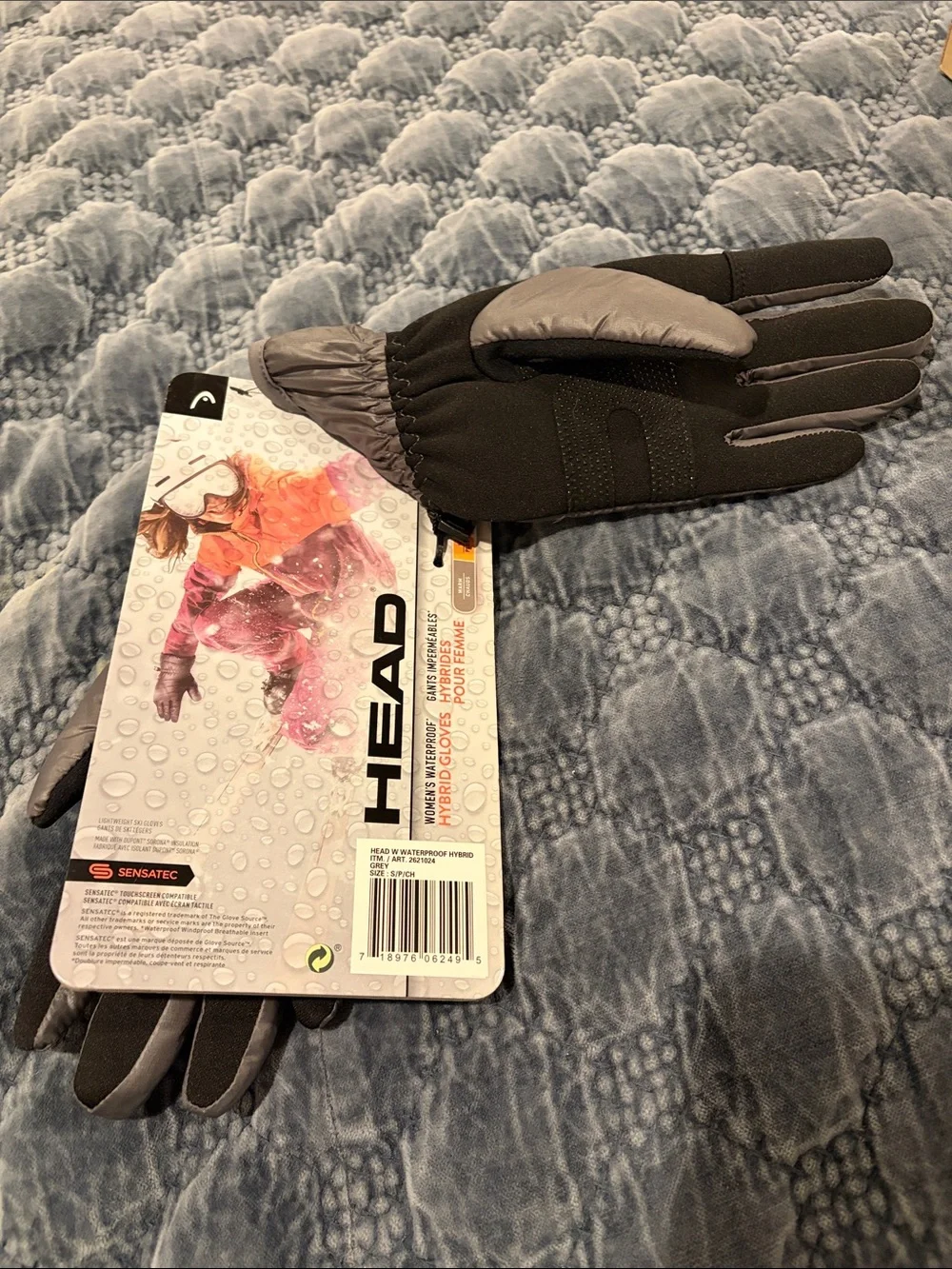 Head Quilted Insulated Women's Gloves in Gray